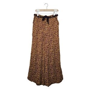 Free People Pants Size 6 Viscose Bennie Wide Leg Button Fly Leopard Print